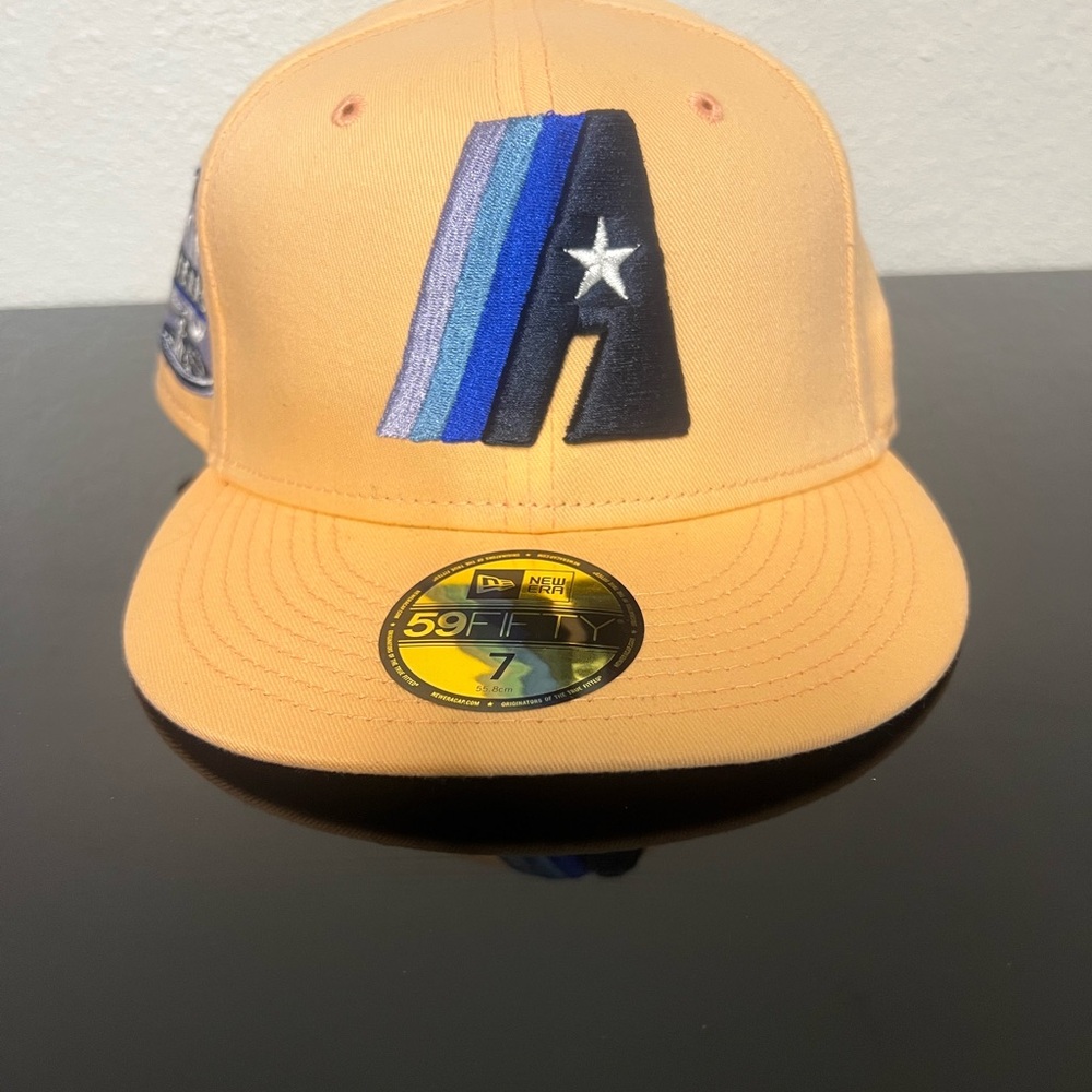 Peach Houston Astros Lavender Bottom 20th Anniversary Side patch New Era 59Fifty